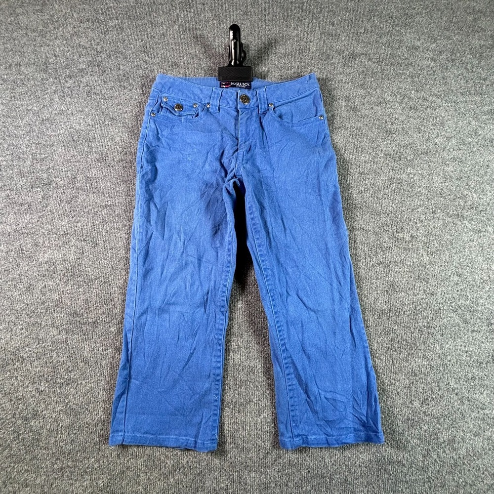 Vintage Bugle Boy Straight Jeans Boy's 7 Blue Ramie Denim Capri Retro Stretch